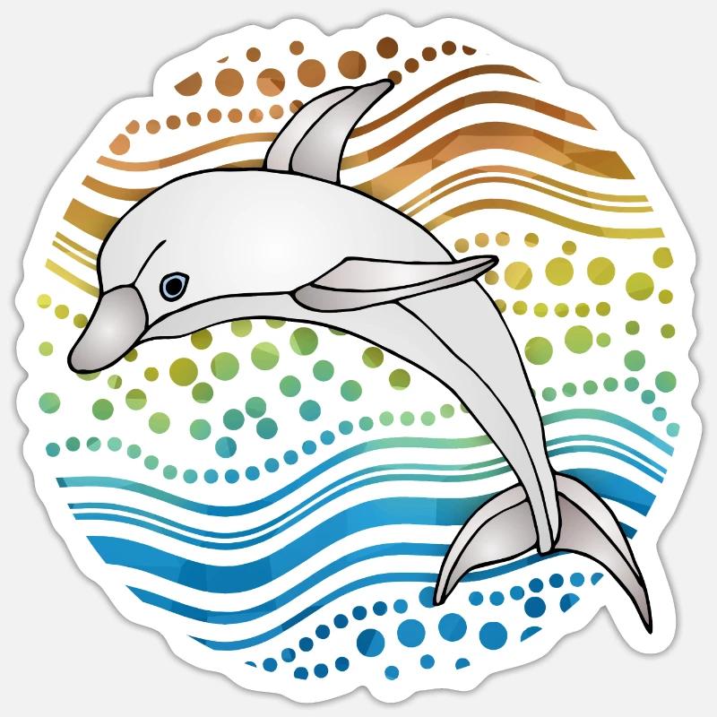 Delfin - Sticker Größe S (10 x 10 cm) - Mattweiß