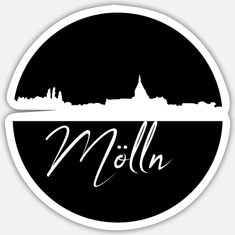 Mölln,Skyline,Circle,Black Circle Sticker size S (10 x 10 cm)