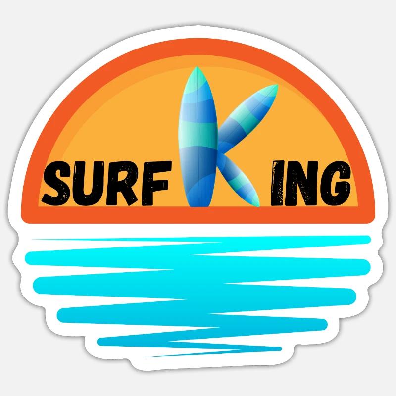 Roi du surf - Sticker taille S (10 x 10 cm) - blanc mat