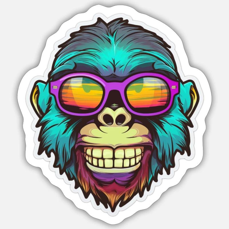 Psychedelic monkey Sticker size S (10 x 10 cm)