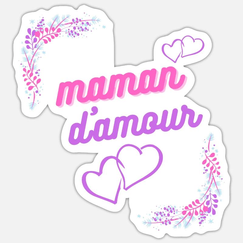 Maman d amour - Sticker taille S (10 x 10 cm) - blanc mat