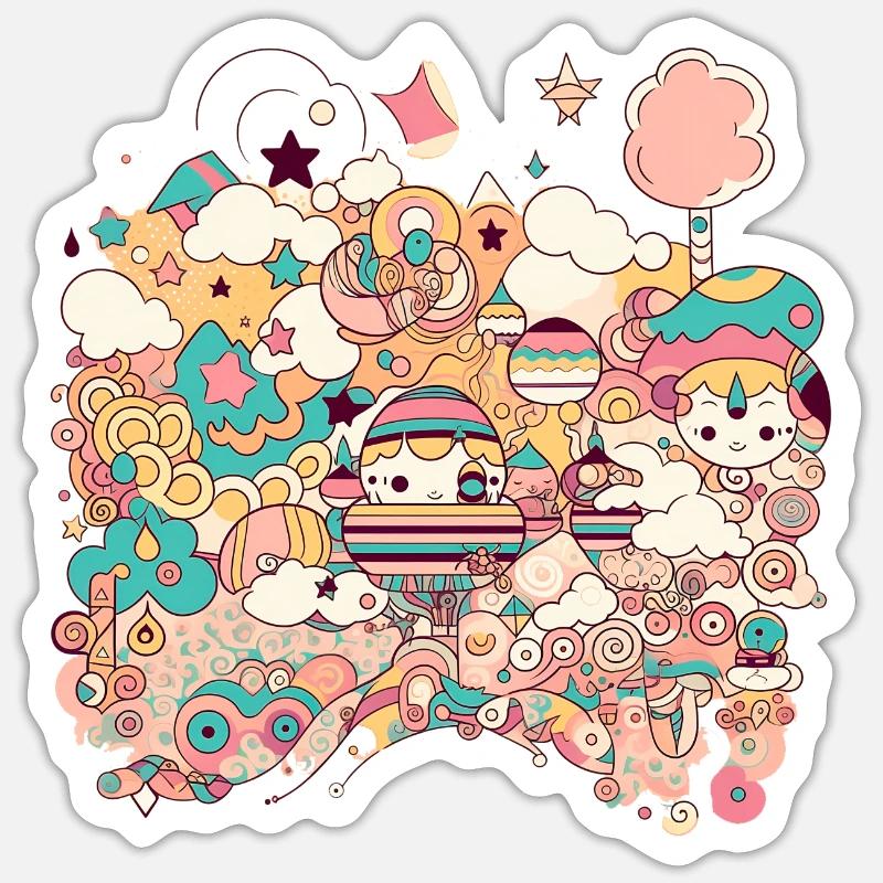 Trippy design - Sticker taille S (10 x 10 cm) - blanc mat