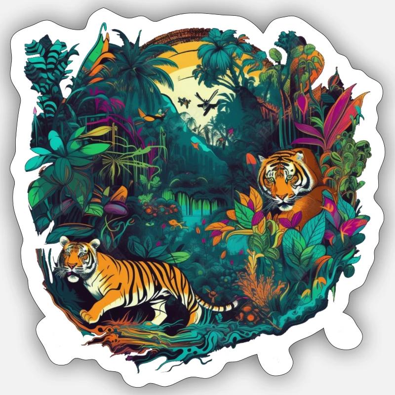 Jungle - Sticker taille S (10 x 10 cm) - blanc mat