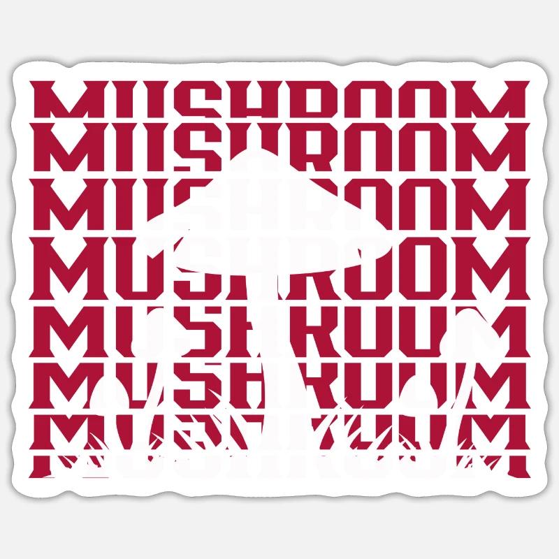 Champignon - Sticker taille S (10 x 10 cm) - blanc mat