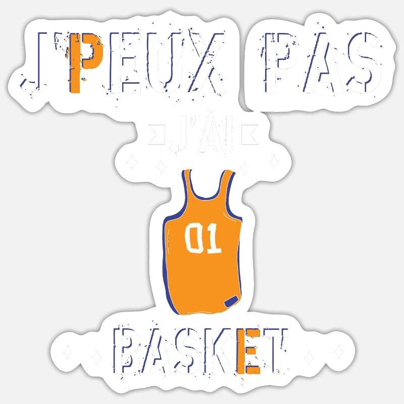 J Peux Pas J ai Basket - Sticker taille S (10 x 10 cm) - blanc mat