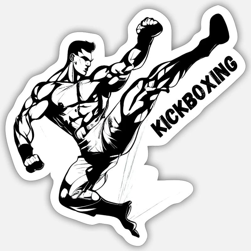 Kickboxing Kick - Sticker Größe S (10 x 10 cm) - Mattweiß