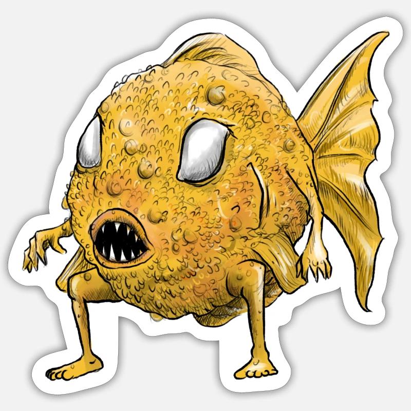 Blob de poisson - Sticker taille S (10 x 10 cm) - blanc mat