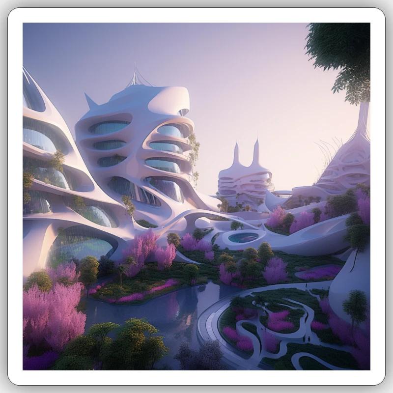 Zaha Hadid Future Style2 - Sticker size S (10 x 10 cm) - white matte
