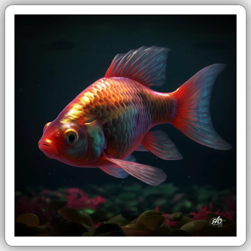 Poisson solitaire - Sticker taille S (10 x 10 cm) - blanc mat