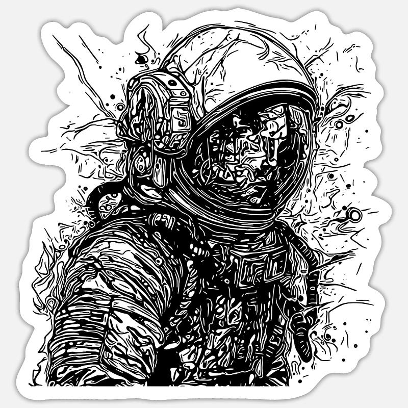 Vintager Astronaut mit Helm - Sticker Größe S (10 x 10 cm) - Mattweiß