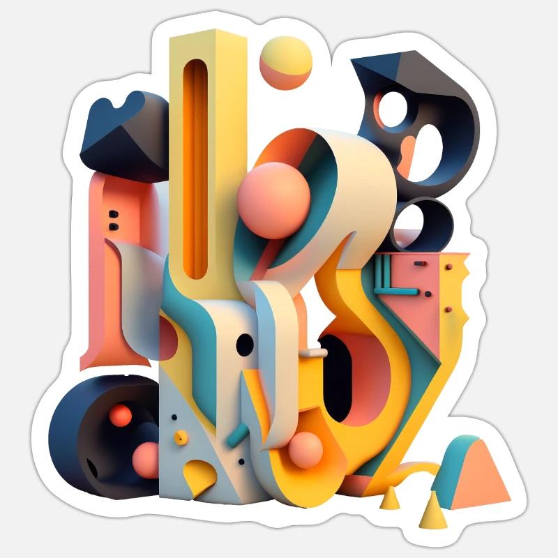 .3D - Sticker size S (10 x 10 cm) - white matte