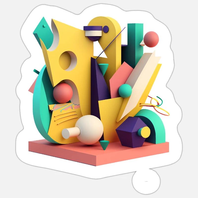 .3D - Sticker size S (10 x 10 cm) - white matte