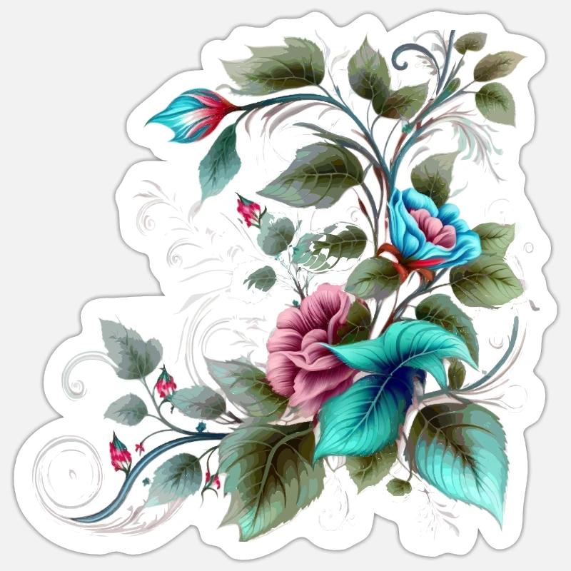 Fleurs délicates - Sticker taille S (10 x 10 cm) - blanc mat