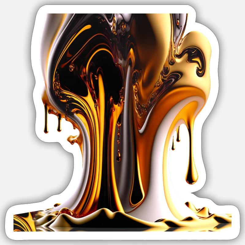 Fiery Elegance - Gradient Liquid Art - goldWhite Sticker size S (10 x 10 cm)