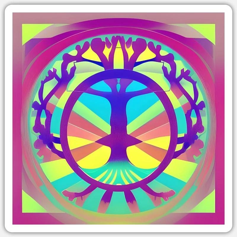 Arbre vie vie pop - Sticker taille S (10 x 10 cm) - blanc mat