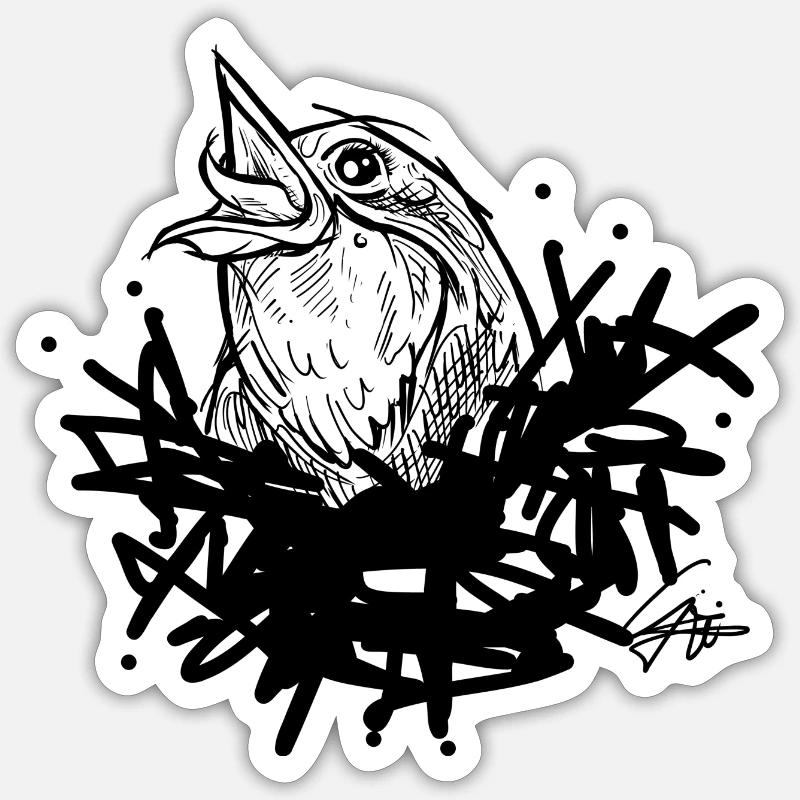 Schwalbe im Nest Sticker Größe S (10 x 10 cm)
