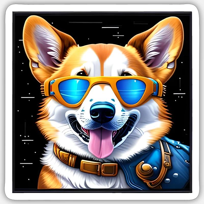 Futuristic Corgi Sticker size S (10 x 10 cm)