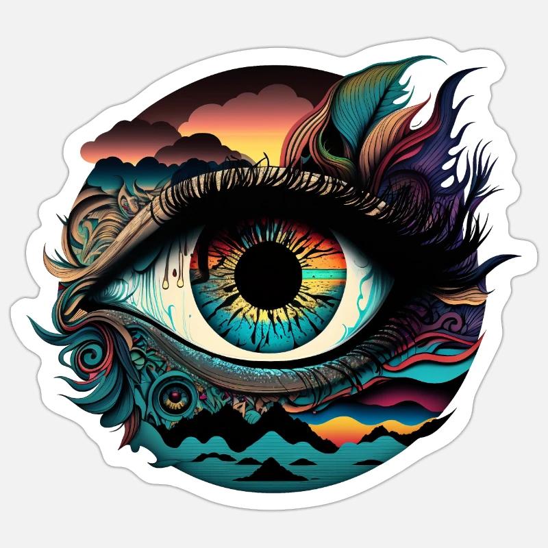 ŒIL TRIPPY - Sticker taille S (10 x 10 cm) - blanc mat