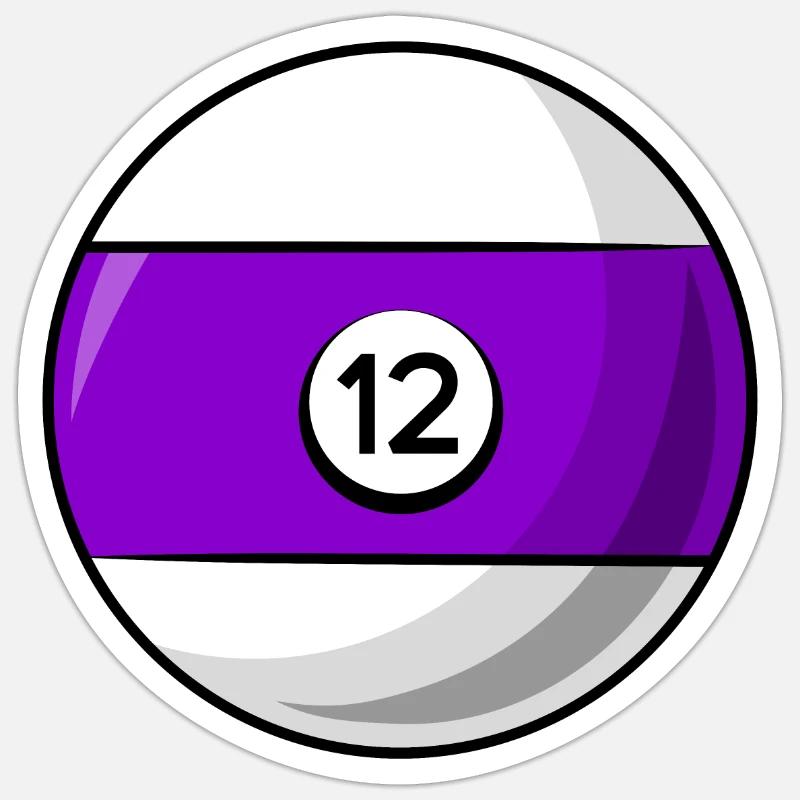Boule de billard 12 Billard violet douze Sticker taille S (10 x 10 cm)