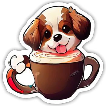 Show your love for dogs and coffee - Sticker size S (10 x 10 cm) - white matte - Front