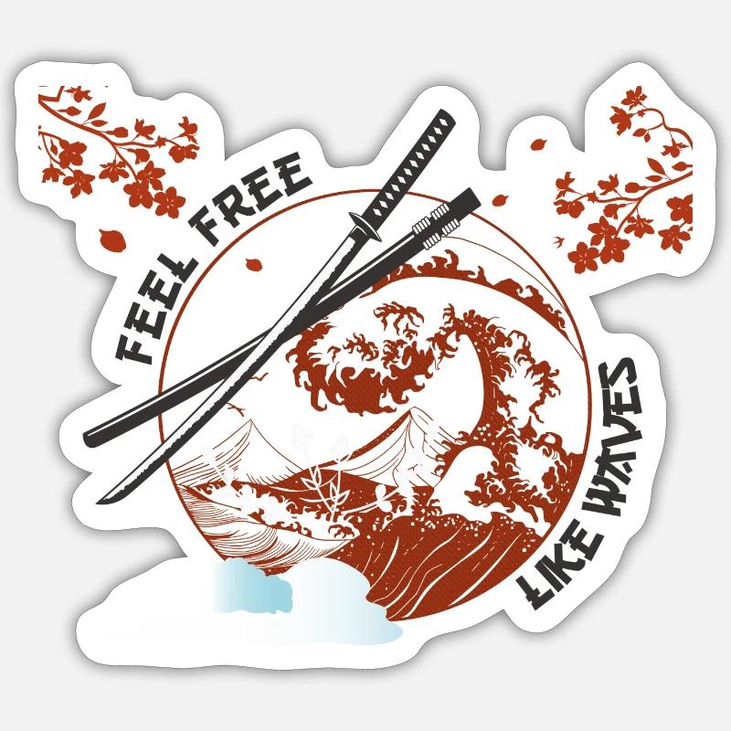 Feel Free like Waves - Sticker Größe S (10 x 10 cm) - Mattweiß