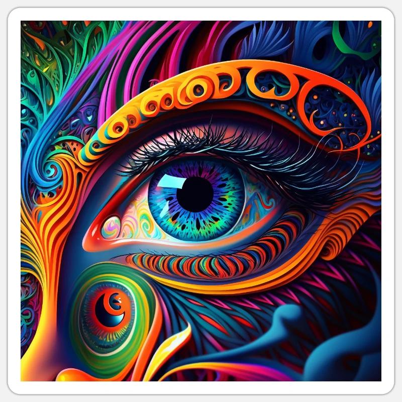 ŒIL TRIPPY - Sticker taille S (10 x 10 cm) - blanc mat