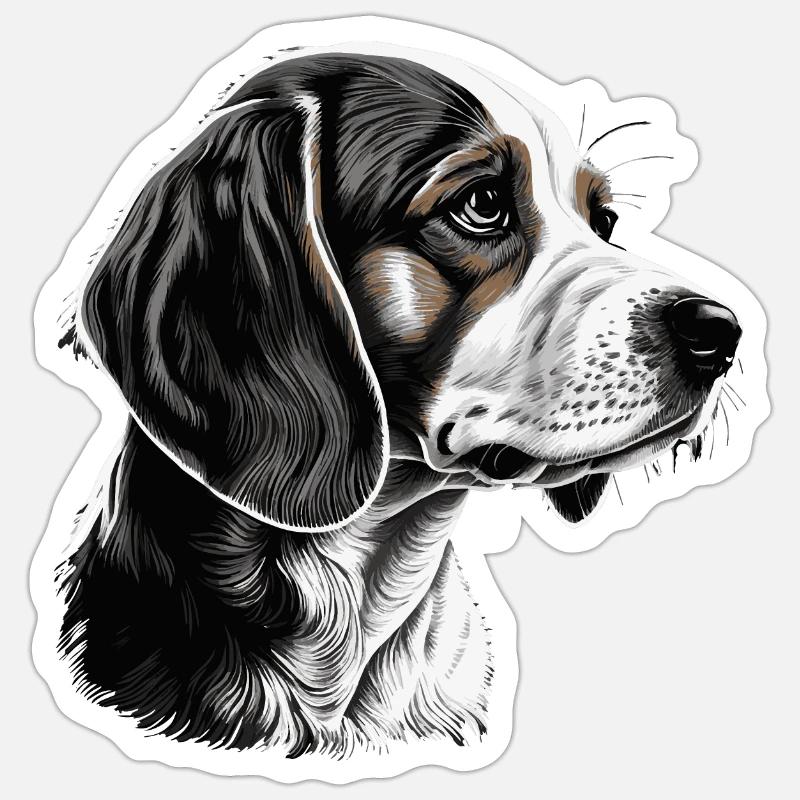 Beagle - Sticker Größe S (10 x 10 cm) - Mattweiß