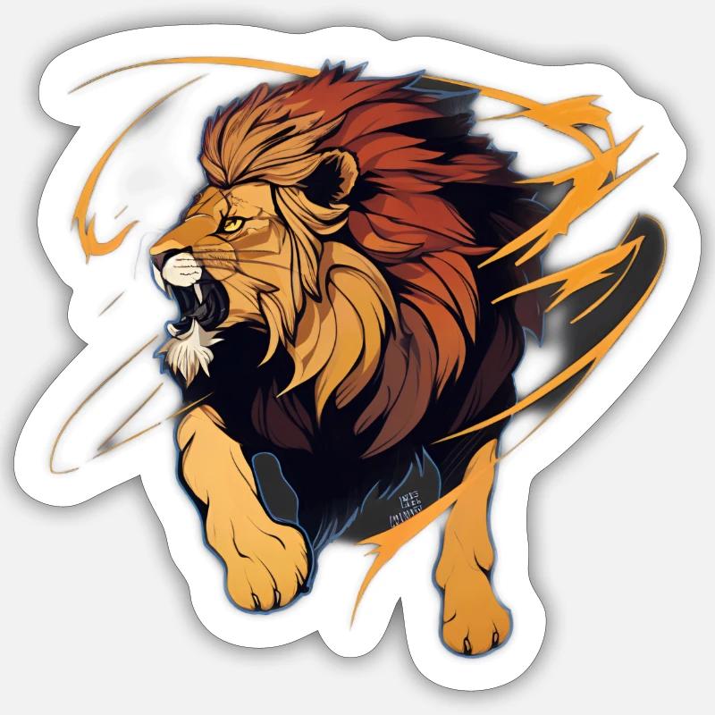 Lion#01 - Sticker taille S (10 x 10 cm) - blanc mat