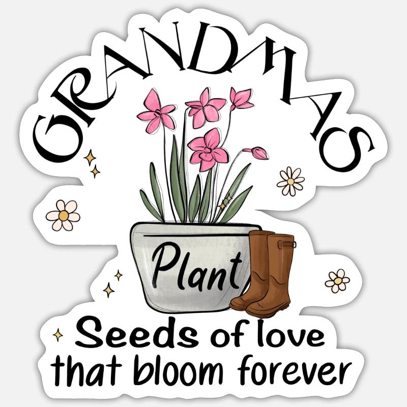 Oma Geschenkidee Garten Liebe - Sticker Größe S (10 x 10 cm) - Mattweiß