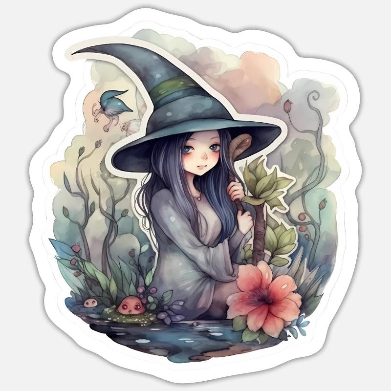 Sorcière douce dans l’eau Sticker taille S (10 x 10 cm)