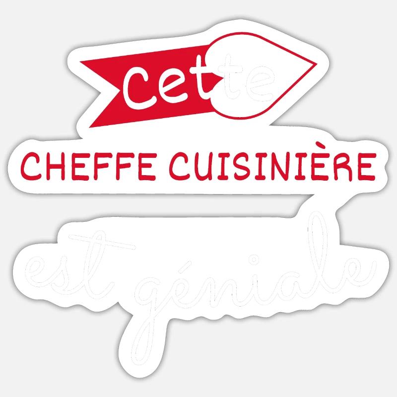 Cheffe cuisinière géniale cadeau - Sticker taille S (10 x 10 cm) - blanc mat