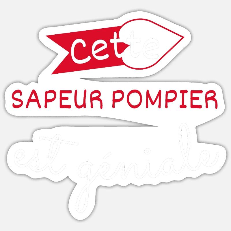 Sapeur Pompier cadeau - Sticker taille S (10 x 10 cm) - blanc mat