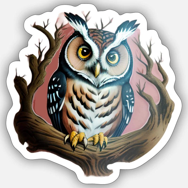 Eule01 - Sticker Größe S (10 x 10 cm) - Mattweiß