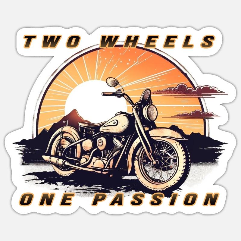 Two Wheels One Passion Sticker Größe S (10 x 10 cm)