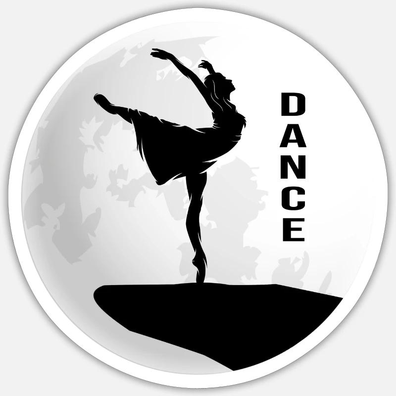 Danser Danseur dansant au clair de lune - Sticker taille S (10 x 10 cm) - blanc mat