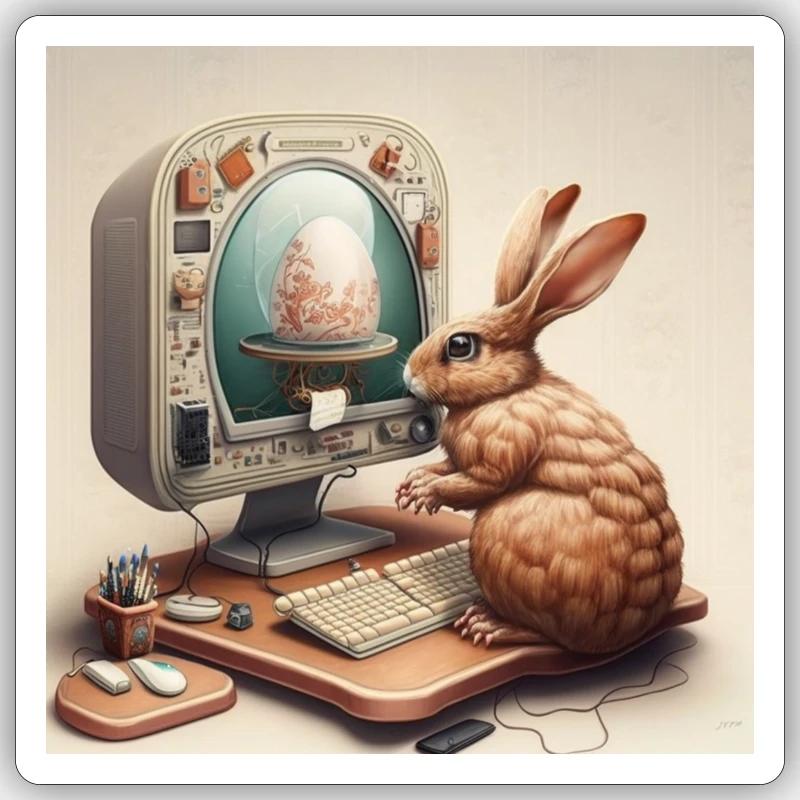 Der Osterhase wird zum Ei-Designer Sticker Größe S (10 x 10 cm)