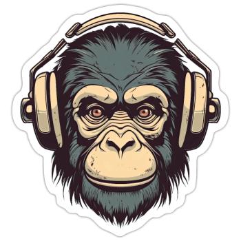 Funky Bloody Monkey - Sticker size S (10 x 10 cm) - white matte - Front