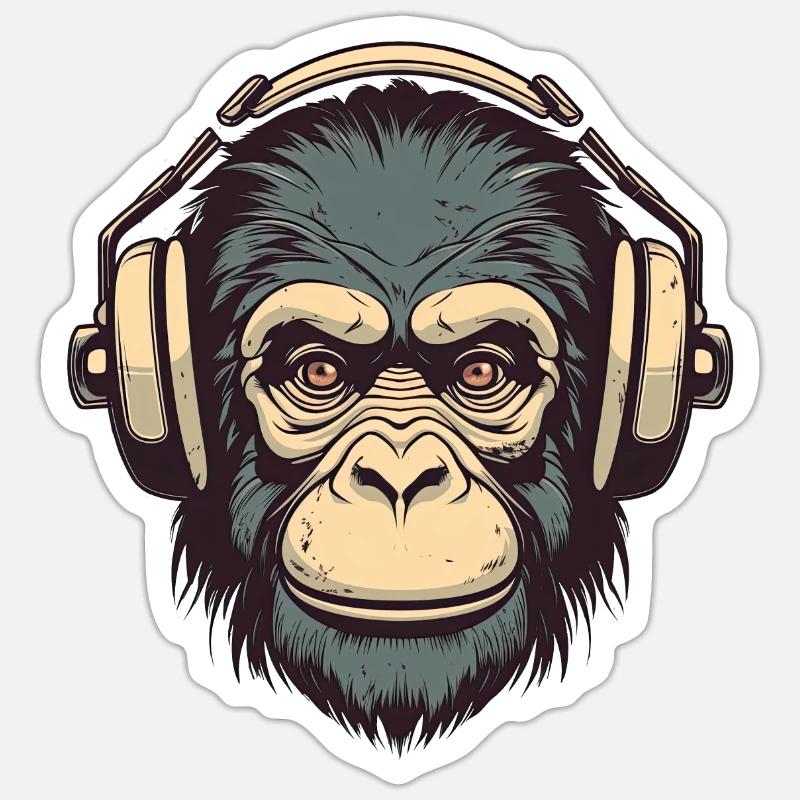 Funky Bloody Monkey - Sticker taille S (10 x 10 cm) - blanc mat