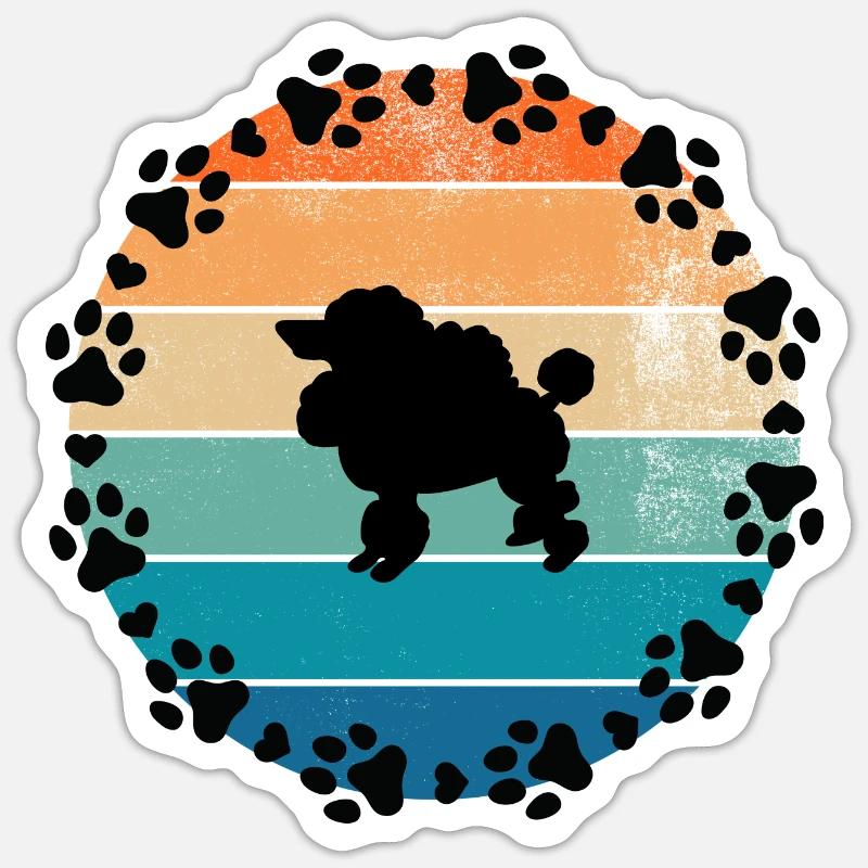 Chiens Caniche de soleil - Sticker taille S (10 x 10 cm) - blanc mat