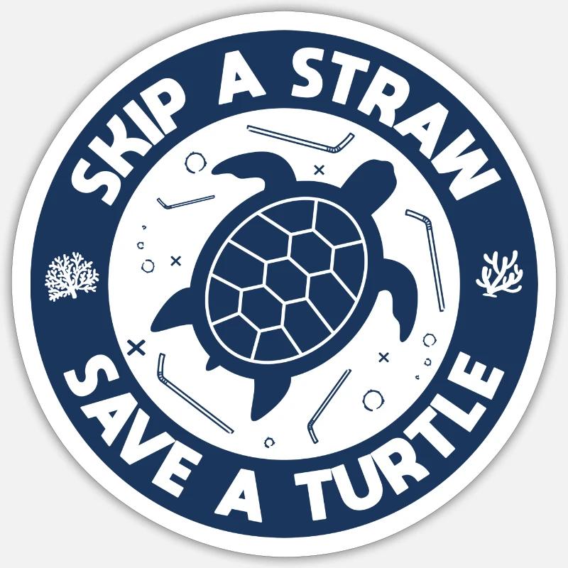 Skip a straw save a turtle Sticker taille S (10 x 10 cm)