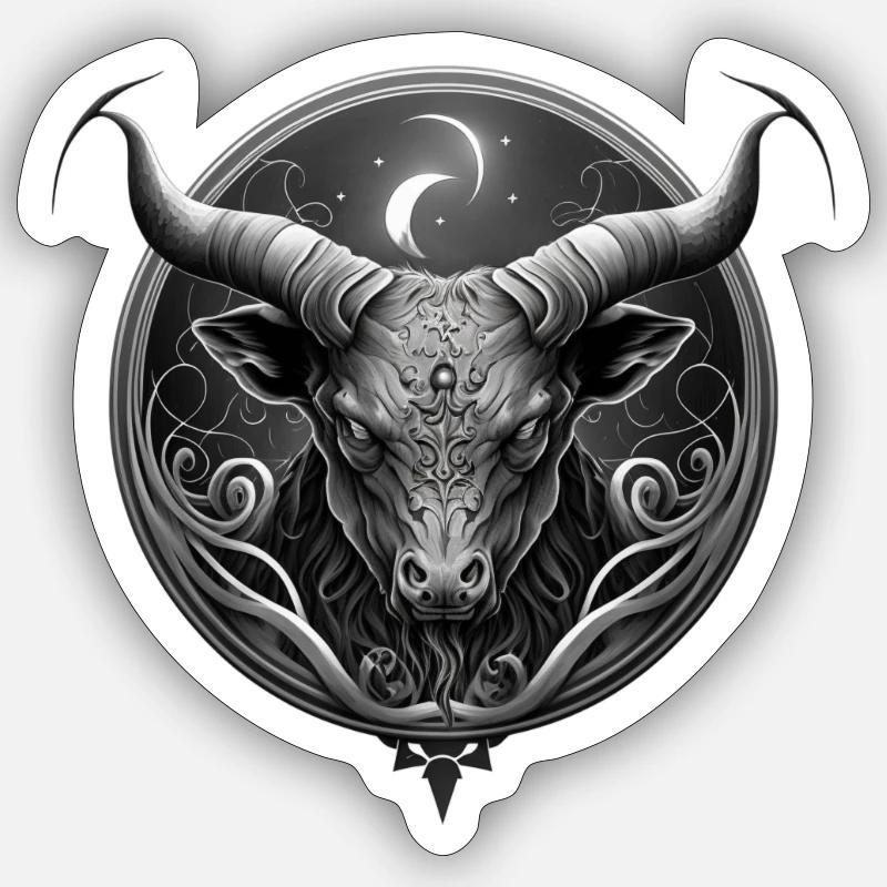 Gotischer Stier - Sticker Größe S (10 x 10 cm) - Mattweiß