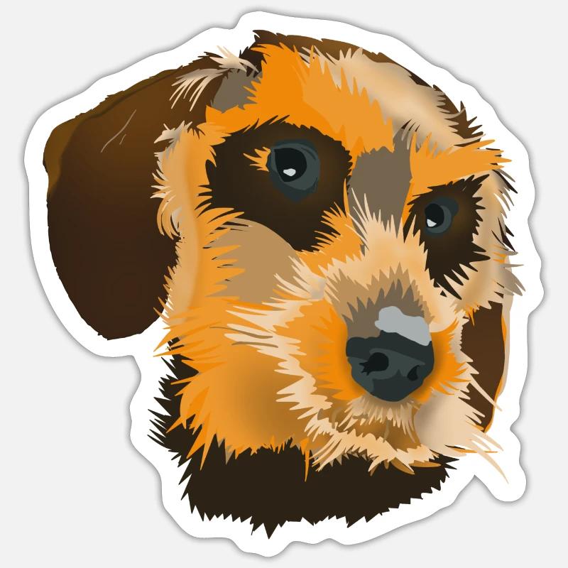 Dackel - Sticker Größe S (10 x 10 cm) - Mattweiß