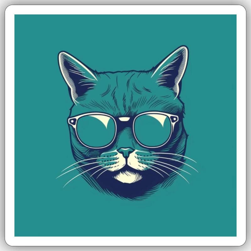 cool cat - Sticker Größe S (10 x 10 cm) - Mattweiß