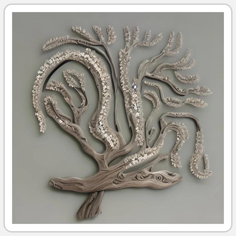 old flowering tree - Sticker size S (10 x 10 cm) - white matte