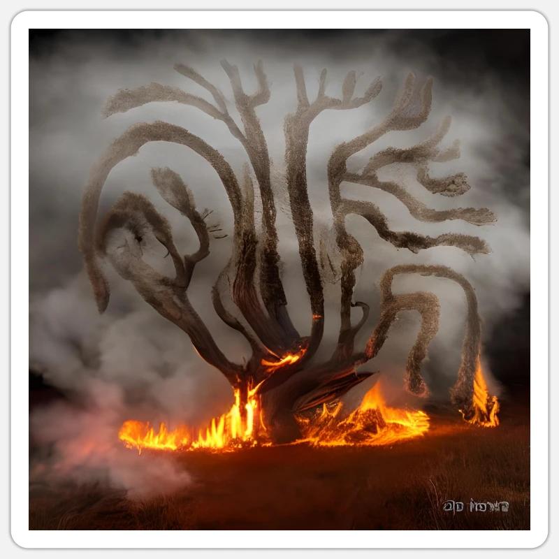 old tree burns - Sticker size S (10 x 10 cm) - white matte