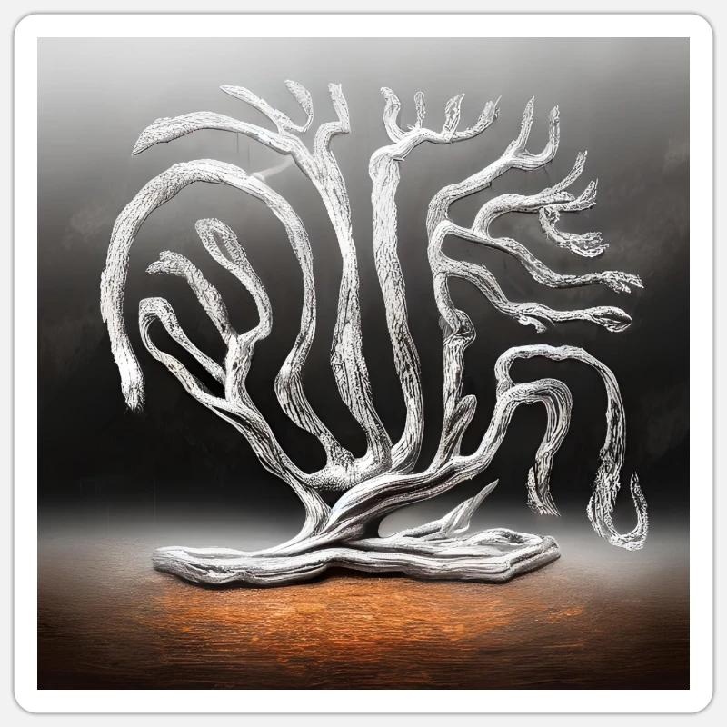 Alter Baum vom Blitz getroffen - Sticker Größe S (10 x 10 cm) - Mattweiß