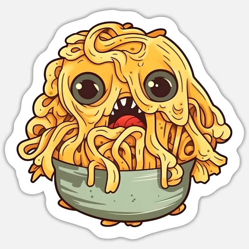 Monstre spaghetti - Sticker taille S (10 x 10 cm) - blanc mat