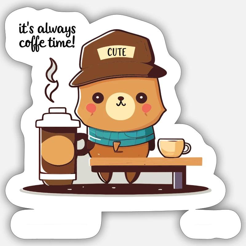 Immer Kaffeezeit - Sticker Größe S (10 x 10 cm) - Mattweiß
