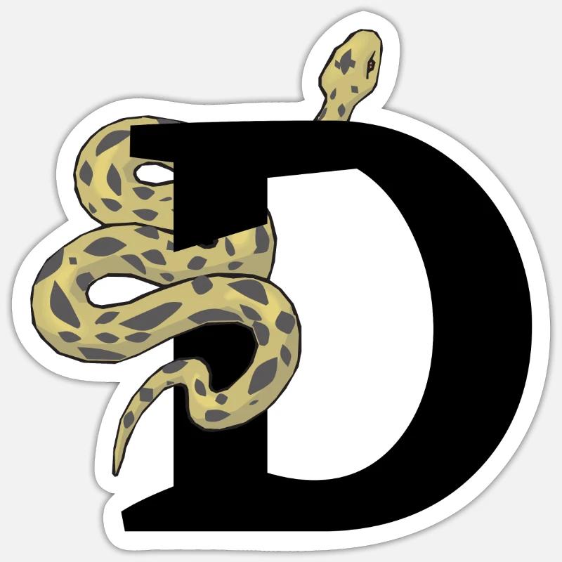 Lettre d serpent - Sticker taille S (10 x 10 cm) - blanc mat