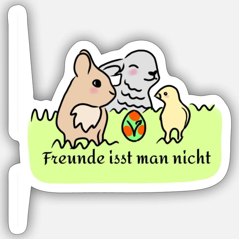 Happy Veggie Easter - Sticker Größe S (10 x 10 cm) - Mattweiß